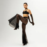 Queen PoleWear Mesh Flared Pants – CANDY – Black