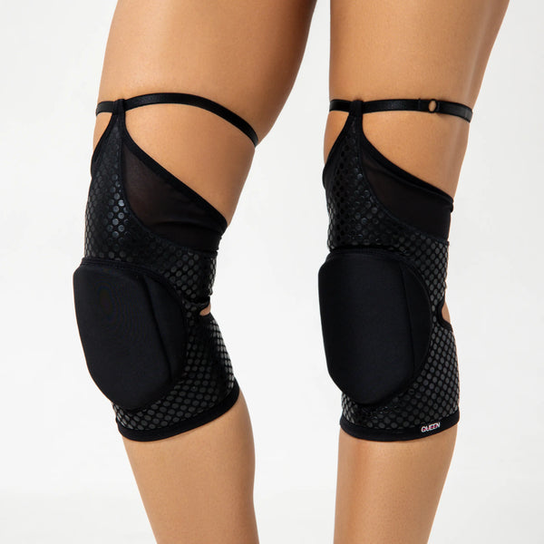Queen PoleWear Grippy Knee Pads with Mesh – FIRE – Black