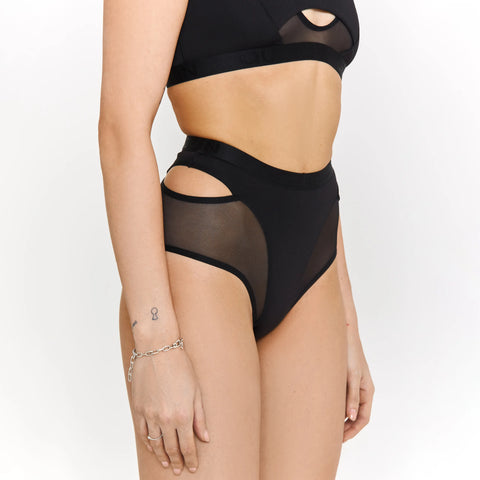 Queen PoleWear High Waisted Shorts with Mesh – CANDY – Black