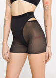 Queen PoleWear Long Shorts with Mesh – CANDY – Black