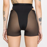 Queen PoleWear Long Shorts with Mesh – CANDY – Black