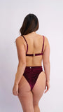 Lunalae May Scrunch Back Velvet Sparkle Top Wine