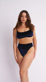 Lunalae May Scrunch Back Velvet Sparkle Top Navy