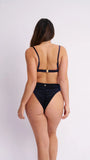 Lunalae May Scrunch Back Velvet Sparkle Top Navy
