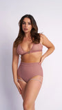 Lunalae Lure You High Waist Garter Shorts Rose Gold Shimmer