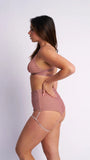 Lunalae Lure You High Waist Garter Shorts Rose Gold Shimmer