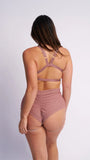 Lunalae Lure You High Waist Garter Shorts Rose Gold Shimmer
