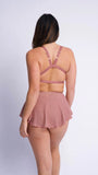 Lunalae Free Flow High Waist Shorts Rose Gold Shimmer