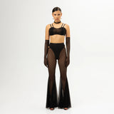 Queen PoleWear Mesh Flared Pants – CANDY – Black