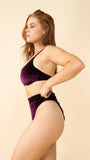 Lunalae May Scrunch Back Velvet Top Plum