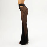 Queen PoleWear Mesh Flared Pants – CANDY – Black
