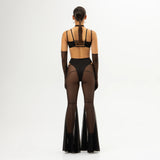 Queen PoleWear Mesh Flared Pants – CANDY – Black