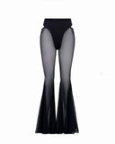 Queen PoleWear Mesh Flared Pants – CANDY – Black