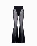 Queen PoleWear Mesh Flared Pants – CANDY – Black