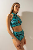 Sharkpolewear High-waisted Shorts - Blue Leopard