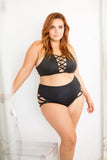 Lunalae Alexi Top - Criss Cross High Neck Racerback Top Black