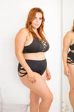 Lunalae Alexi Top - Criss Cross High Neck Racerback Top Black