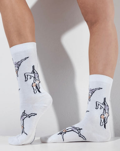 rad pole moves socks - white