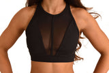 mesh sports bra - black