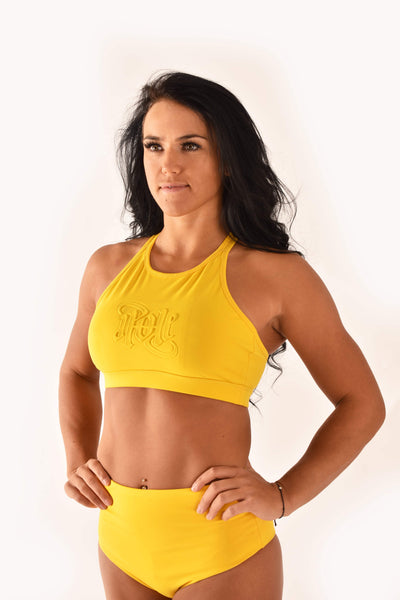 embossed sports bra - yellow