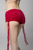 side string shorts velvet red