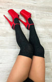 Lunalae Black & Silver Sparkle Thigh High Socks